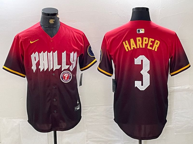 Men Philadelphia Phillies #3 Harper Red City Edition Nike 2024 MLB Jersey style 5->->MLB Jersey